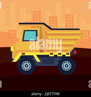 dump truck in construction Stock Vector