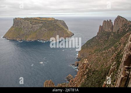 Cape Pillar and Tasman Island Stock Photo