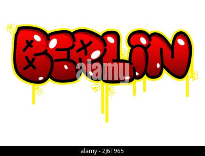 Berlin. Graffiti tag. Abstract modern street art decoration performed in urban painting style. Stock Vector