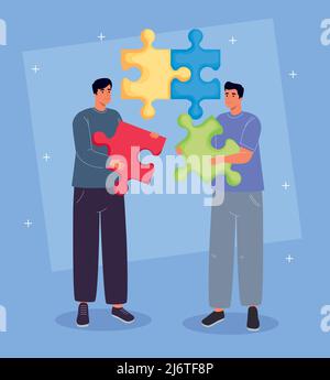 teamworkers with puzzle pieces game Stock Vector Image & Art - Alamy