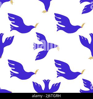 Bird of Peace Ethnic Textile Seamless Pattern. No war seamless background. Stock Vector