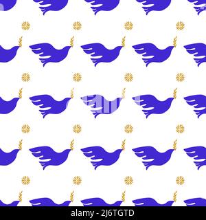 Bird of Peace Ethnic Textile Seamless Pattern. No war seamless background. Stock Vector