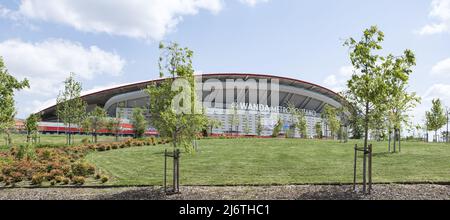 Exterior of the soccer field of At. of Madrid Metropolitan Wanda. Concept of football and sports competitions. Stock Photo