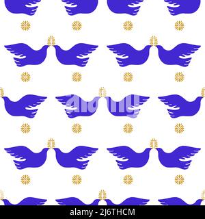 Bird of Peace Ethnic Textile Seamless Pattern. No war seamless background. Stock Vector