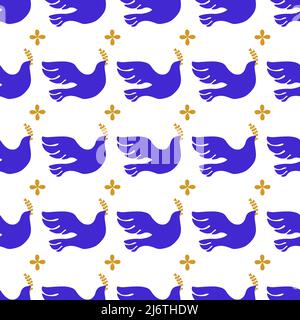 Bird of Peace Ethnic Textile Seamless Pattern. No war seamless background. Stock Vector