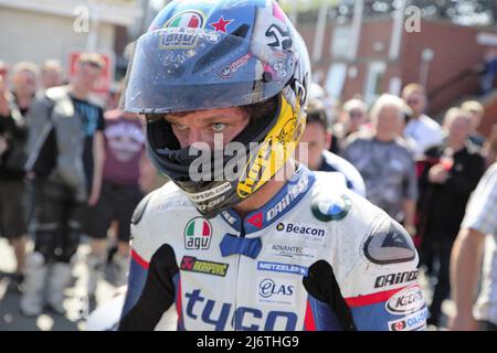 British Motorcycle Racer Guy Martin at the Isle of Man Tourist Trophy 2015 Stock Photo