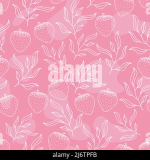seamless pattern hand drawn doodle strawberry berries. Stock Vector