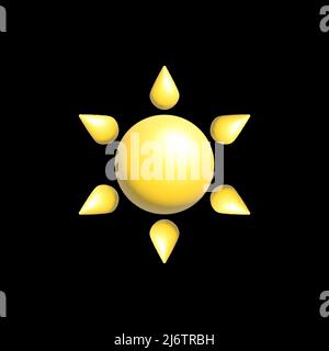 3d weather icon volumetric render with glossy sun cloud rain snow, elements for apps and social media. Stock Vector
