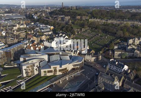 File photo dated 29-04-2021 of The Scottish Parliament building at Holyrood in Edinburgh. Labour are ahead of the Conservatives in Holyrood voting intentions, an opinion poll has found, with the SNP maintaining a comfortable lead. Issue date: Wednesday May 4, 2022. Stock Photo