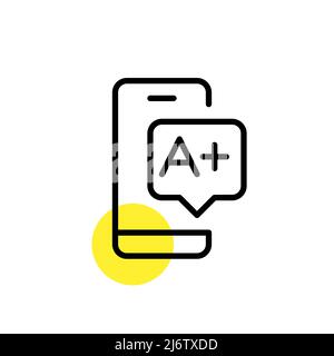 Online education. Message on smartphone getting and a note. Pixel perfect, editable stroke line art icon Stock Vector