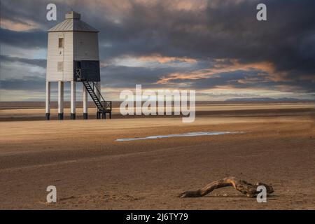 The Lower Lighthouse at Burnham on Sea in Somerset Stock Photo