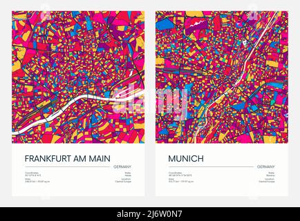 Frankfurt Am Main City Plan Detailed Vector Map Detailed Plan Of The Color Detailed Road Map Urban Street Plan City Frankfurt Am Main And Munich With Colorful And Districts Travel Vector Poster 2j6w0n7 