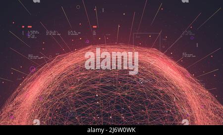 Futuristic analytic technologies, detection and processing of big data network connection plexus, concept of creating visual digital clouds, analysis Stock Vector