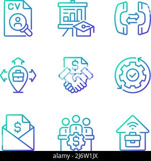 Business coordination gradient linear vector icons set Stock Vector