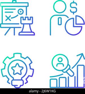 Successful business formula gradient linear vector icons set Stock Vector