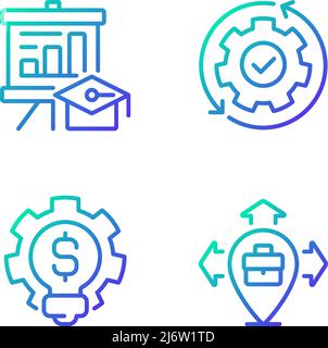 Improvement business process gradient linear vector icons set Stock Vector