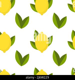 Fresh ripe yellow lemons seamless pattern. Stock Vector