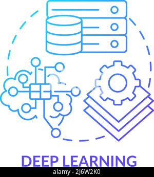 Deep learning blue gradient concept icon Stock Vector