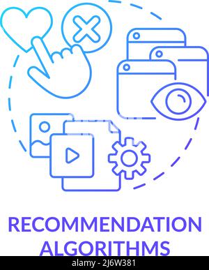 Recommendation algorithms blue gradient concept icon Stock Vector