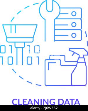 Cleaning data blue gradient concept icon Stock Vector