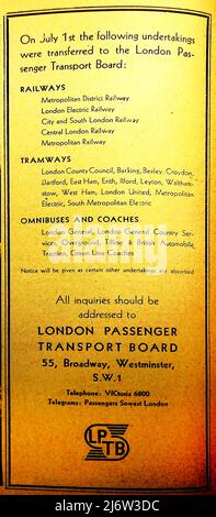 1933 London Passenger Transport Board logo. Formed on July 1st 1922. It ...