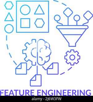 Feature engineering blue gradient concept icon Stock Vector