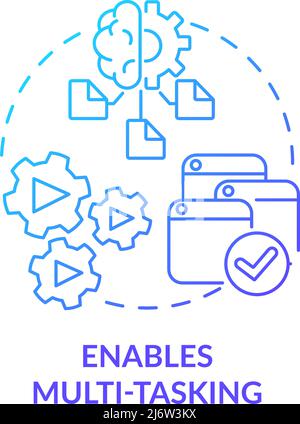 Enables multi tasking blue gradient concept icon Stock Vector