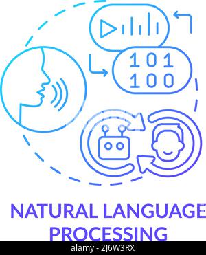 Natural language processing blue gradient concept icon Stock Vector