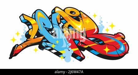 Abstract Word Lets Graffiti Style Font Lettering Vector Illustration Template Stock Vector