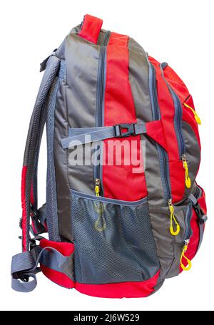 Tourist backpack on a white background. Side view. Isolate on a white background. Stock Photo
