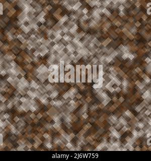 Abstract desert seamless pattern with brown colored chaotic overlap pixels Stock Vector