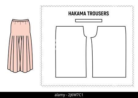 Hakama trousers for woman. Stock Vector