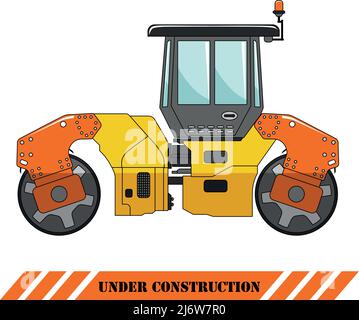 Detailed illustration of compactor, heavy equipment and machinery Stock Vector