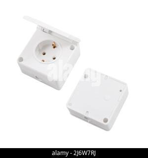 Overhead socket for 4 connectors isolated on a white background. Two angles: front and back. Stock Photo
