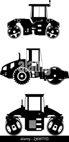 Detailed illustration of compactors, heavy equipment and machinery Stock Vector