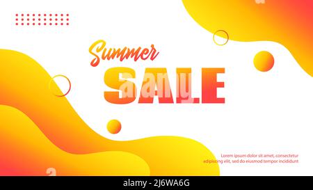 Summer sale liquid yellow banner. Vector abstract background for special offer advertisement. Facebook banner,web header Stock Vector