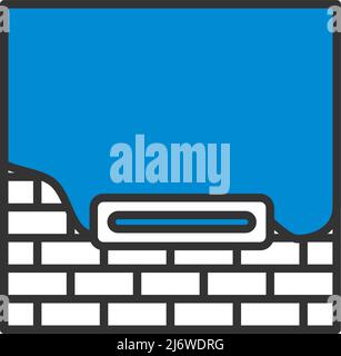 Icon Of Plastered Brick Wall. Editable Bold Outline With Color Fill Design. Vector Illustration. Stock Vector