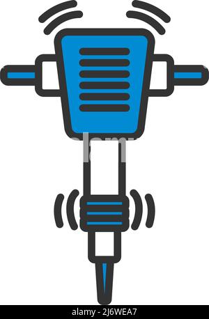Icon Of Construction Jackhammer. Editable Bold Outline With Color Fill Design. Vector Illustration. Stock Vector
