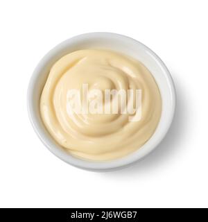 Bowl with Mayonnaise isolated on white background Stock Photo