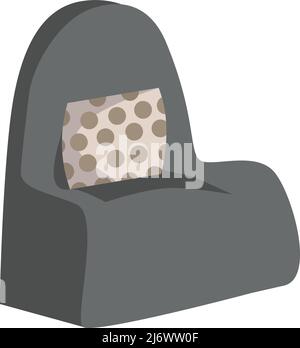 Grey armchair with pillow semi flat color vector object Stock Vector