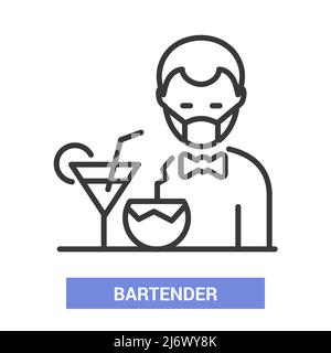 Bartender and cocktails - vector line design single isolated icon Stock Vector