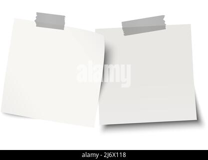eps vector illustration with business little sticky notes in a row with colored adhesive tape and free copy space for your own text Stock Vector