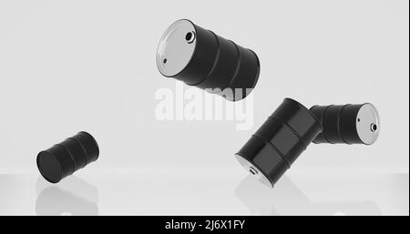 3d render of crude oil barrels for energy crisis concept. Stock Photo