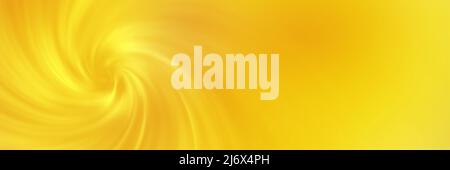 Bright yellow spiral vortex soft blurred abstract gradient background banner, header texture. Wide screen wallpaper. Panoramic web banner with copy sp Stock Photo