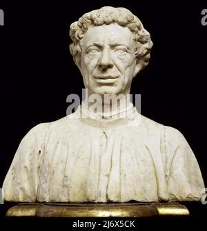 Bust of Matteo Palmieri, 1468 (marble) by Rossellino, Antonio (1427-79); height: 53 cm; Museo Nazionale del Bargello, Florence, Tuscany, Italy; Italian,  out of copyright. Stock Photo