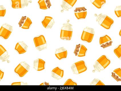 Seamless pattern of honey jars. Image for business, food and agricultural industry. Stock Vector
