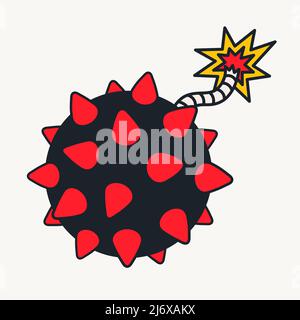 Cartoon vector funny cute Comic characters, black mine. Stock Vector