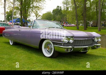 A vintage Cadillac Eldorado convertible on display at a cruise in event in London, Ontario, Canada. Stock Photo