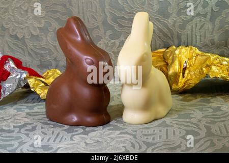 Unwrapped Lindt Easter Bunny Candies, 2022, USA Stock Photo