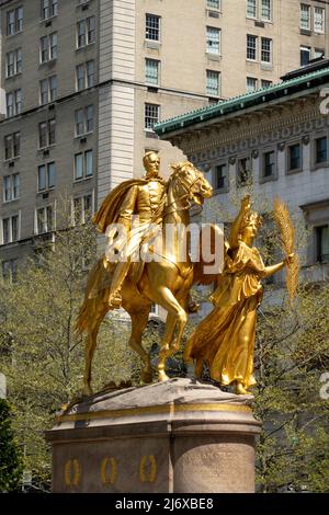The General Sherman Statue at Grand Army Plaza is a famous landmark in New York City, USA  2022 Stock Photo